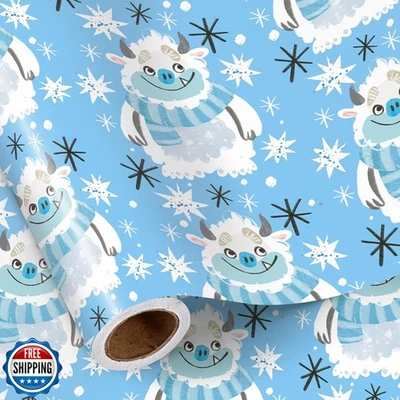 RUSPEPA Snow Monster Christmas Wrapping Paper Roll, Mini Roll, Cute Snow Mons - Image 1 of 4