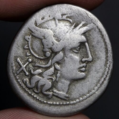 Roma Head Denarius Ancient Roman Republic Silver Coin 194Bc Tamp Dioscuri 19mm