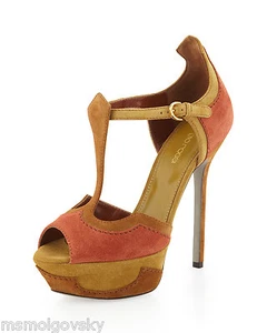 SERGIO ROSSI 3-Tone T-Strap Platform Sandal 9.5-10 40.5 NIB - Picture 1 of 11