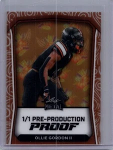 Ollie Gordon II 2024 Leaf Football 1/1 Pre Production Proof - Imagen 1 de 1