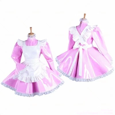 Niña Sissy Maid Bloqueable Rosa PVC Manga Larga Vestido Cosplay Disfraces A Medida Foto 1 de 4