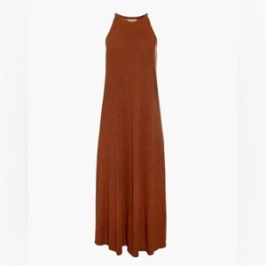 Madewell Soft Knit Cami Midi Dress Bare Cami Straps Sleeveless Heathered Honey S - Picture 1 of 8