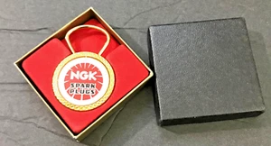 Vintage NEW NGK Spark Plug Advertising Keychain Gold Color NOS #2 - Picture 1 of 2
