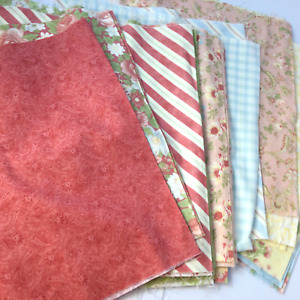 Fabrics Rectangular Cotton Blue Red Green Floral Plaid 24 Pieces 20 x 12
