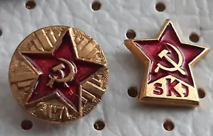 SKJ Kommunismus Kommunistische Partei Jugoslawiens Sichelhammer roter Stern Anstecknadeln - Bild 1 von 2