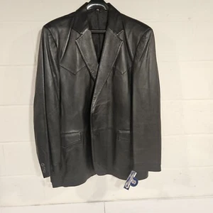 Black CIRCLE S western blazer jacket sport suit coat Leather 48 Long Brand New - Picture 1 of 8