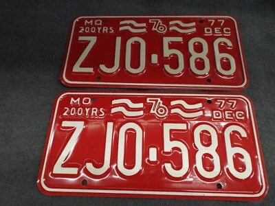 Nuevo de Lote Antiguo 1977 Missouri matrículas ZJ0-586 Ford Chevrolet Dodge AMC Pontiac Buick Foto 1 de 4