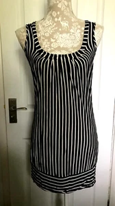 Jasper Conran Black & White Striped BodyCon Dress - UK size 10 - Picture 1 of 6