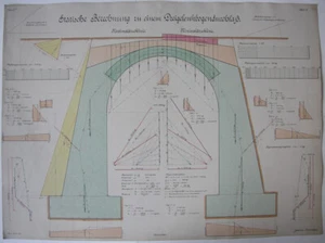 Brechnung Durchlass Johannes Reichenbach 1919 Aquarell Akademie-Zeichnung - Picture 1 of 3