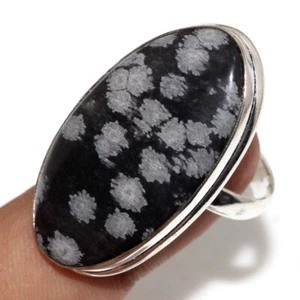 Snowflake Obsidian Ring | Gemstone Handmade Gift US Size 9 New Arrival JW - Picture 1 of 3