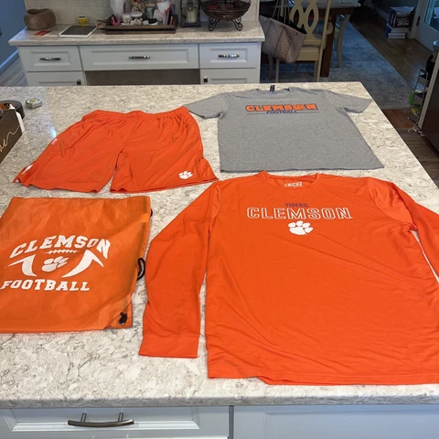 Clemson Tigers L Apparel Care Package(Bag, Long And Short Sleeve Shirt, Shorts) Cover