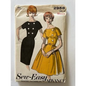 Vintage 1960s Advance sewing pattern 2958 fit and flare dress misses size 12 - Picture 1 of 2
