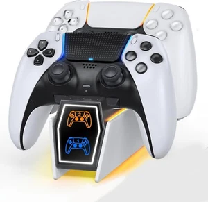 Playstation 5 Controller Charger Station Ps5 White Stand Dock Dualsense Fast - Picture 1 of 9