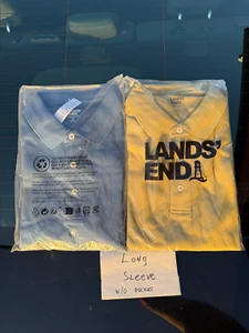 2 Pack Lands’ End Supima Cotton Long Sleeve Polo – Men’s XL Casual Wear, Yellow - Picture 1 of 7
