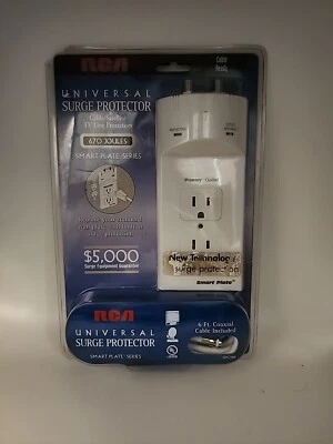 RCA Universal Surge Protector Smart Plate Series 670 Joules w/ 6 Ft Coax Cable  - Image 1 of 2