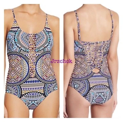 Nuevo con etiquetas Traje de baño de una pieza rojo Carter Cami con tiras recortadas talla S Foto 1 de 3