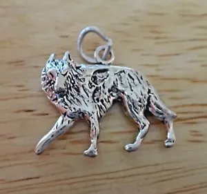 Sterling Silver 20x21mm Walking Coyote Wolf Charm - Picture 1 of 6