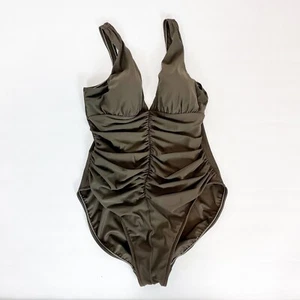 Traje de baño Miraclesuit Pull On de una pieza sujetador acolchado frente fruncido verde para mujer 16 - Imagen 1 de 5