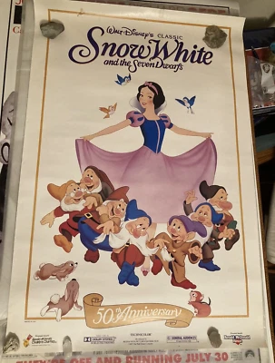 Blancanieves y los siete enanitos Disney enrollado una hoja póster 27x41 aniversario Foto 1 de 4