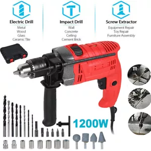 Corded Electric Rotary Hammer Drill Bit Chisel Set 1200W Impact Variable Speed - Picture 1 of 13