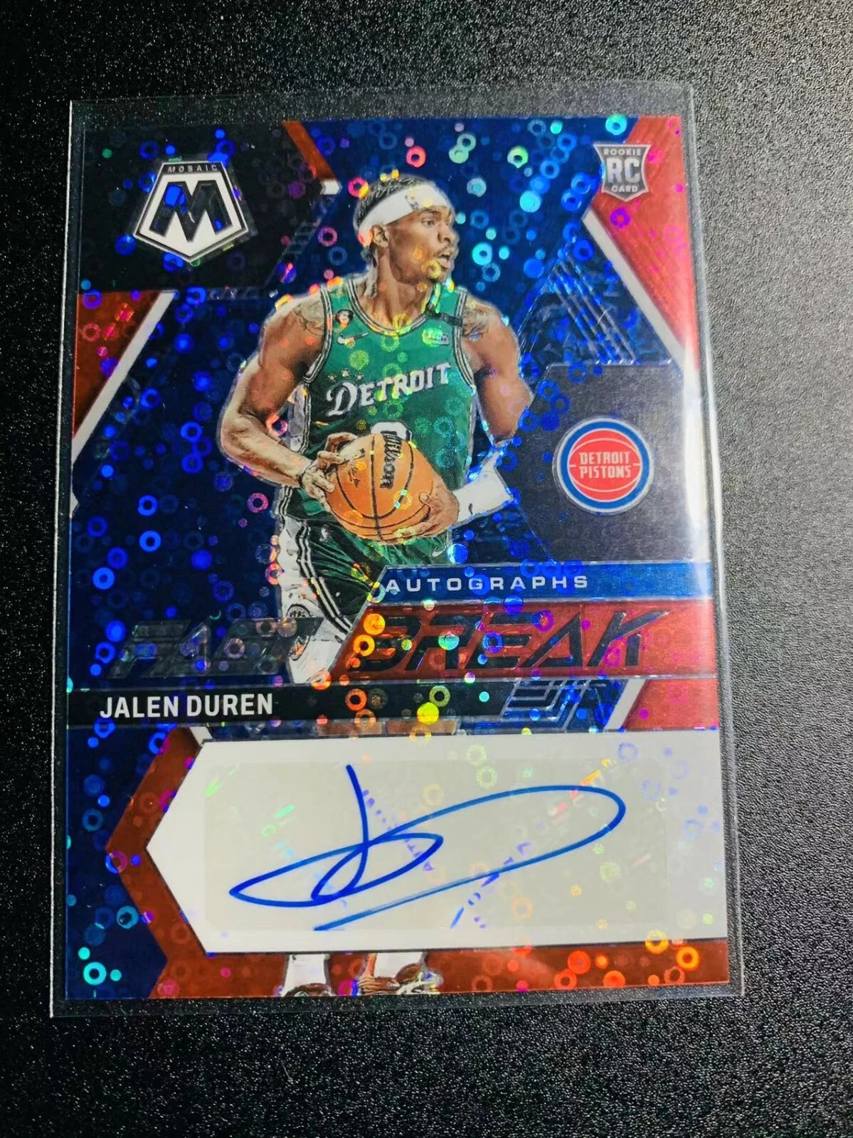 2022-23 Mosaic Fast Break Auto Jalen Duren #FB-JDN Rookie RC Red Prizm /49