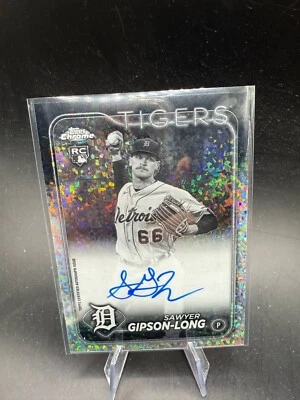 2024 Topps Chrome Sawyer Gipson-Long B&W MINI DIAMOND REFRACTOR ROOKIE RC AUTO - Image 1 of 2