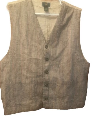 Vintage Club Room Men’s Cotton Linen Vest XL Grandpa Core Dark Academia 5 Button - Image 1 of 4