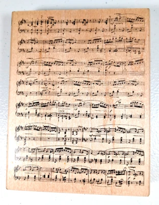 Estampilla de goma Stampendous 2004 montada en madera - partitura musical - álbum de recortes artesanales #R103 Foto 1 de 4