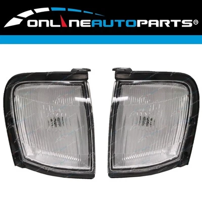 LH+RH Black Trim Clear Corner Park Lights Pair for Holden Rodeo TF 1997-2001 L+R - Image 1 of 4