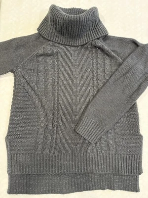 Suéter ELLE Para Mujer Gris Tejido con Cable Cuello Alto L Grueso Acogedor Pullover Dobladillo Acanalado Foto 1 de 4
