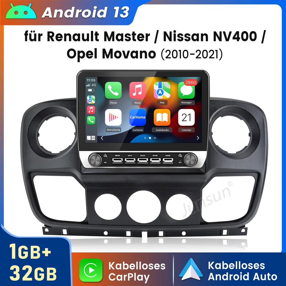 Android 13 Autoradio Für Renault Master/Nissan NV400/Opel Movano 2010-21 SWC BT - Bild 1 von 4