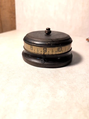Working~ MCM~ Art Deco Lux Tape Measure Clock Loud Ticker Brown Copper Edging - Image 1 of 4