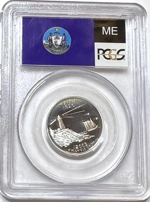 ✅ 2005-S Maine 90% SILVER Washington Quarter ~ PCGS PR69DCAM State Flag Label - Image 1 of 2