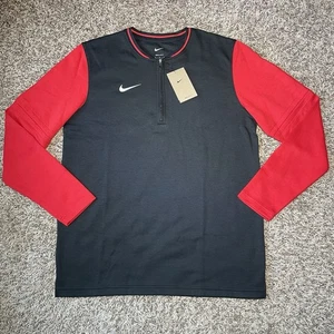 Nike Fußball Trainer 1/2 Reißverschluss Langarm Herren Größe Medium schwarz rot Dri Fit NEU - Bild 1 von 8