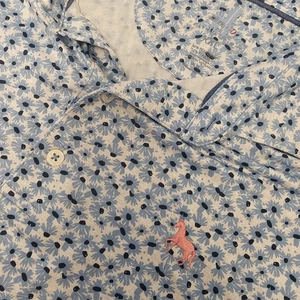 Johnnie-O Polo Shirt Men's XL Blue Featherweight Floral Geometric Performance - Picture 1 of 7