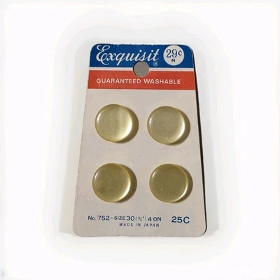 Vintage Shank Buttons 4 Yellow Exquisit On Card NOS 18.6 mm - Image 1 of 2