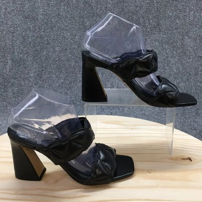 Vince Camuto Tacones Mujer 8.5 M Renneya Mule Cuero Negro Puntera Abierta Bloque NUEVO Foto 1 de 4