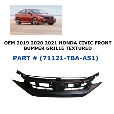Parrilla de parachoques delantero texturizada para Honda Civic 2019 2020 2021 71121-TBA-A51 Foto 1 de 4