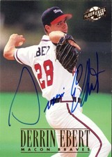 1996 Macon Braves DERRIN EBERT Signed Card autograph AUTO