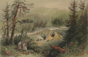 Bartlett Mi’kmaq Encampment General’s Bridge Annapolis Nova Scotia 1842 Etching - Picture 1 of 1