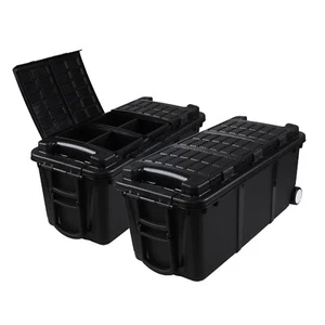 2-Packs 20 Gallon Durable Stackable Industrial Storage Containers Tote w/ Wheels - Picture 1 of 15