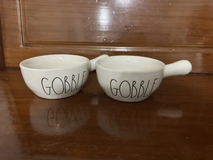Rae Dunn GOBBLE Soup Chili Bowls with Handle Set Of Two - Picture 1 of 3