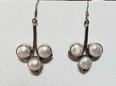 925纯银珍珠耳环 — 第 1/4 张图片