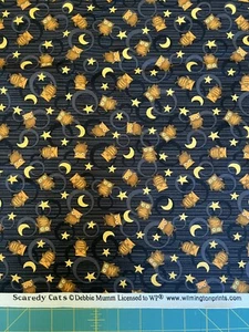 Halloween Debbie Mumm Scaredy Cats - Owl Fabric with Moons 26” X 44” Remnant - Picture 1 of 2