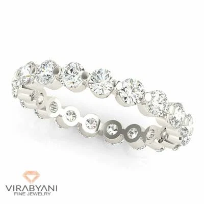 2.40 ct G/H - SI2 Diamond Floating Eternity Band Prong Infinity Platinum 950 - Image 1 of 4