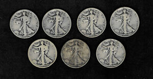 Lot of seven (7) 50c Walking Liberty Silver Half Dollars: 1935 (4) & 1936 (3)