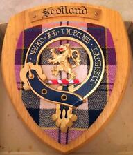 Vintage Old Scottish Carved Clan Scotland Tartan Plaque Crest Shield zx