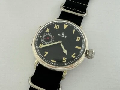 Rolex California Military Style WWII Vintage Swiss Amazing Art Deco Silver Watch - Image 1 of 4