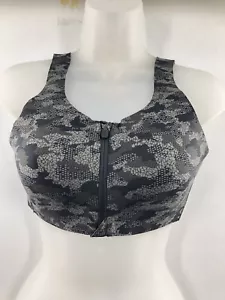 Lululemon Women’s Enlite Bra 34B EUC Front Zip Gray Camo Boujee Activewear - Picture 1 of 7