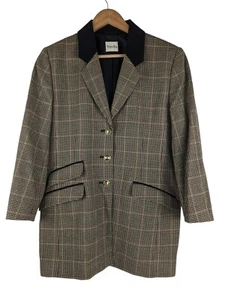 Viyella Ladies Check Blazer, Riding Jacket, 100% Wool, Gold Button, Size 14 - Picture 1 of 15
